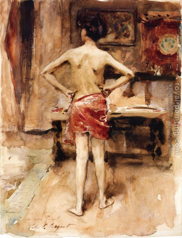 John Singer Sargent : Interior with Standing Figure